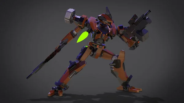 Sci Mecha Soldier Standing Military Futuristic Robot Mecha Controlled Pilot — 스톡 사진