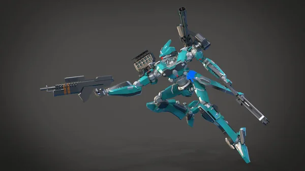 Sci Mecha Soldier Standing Military Futuristic Robot Mecha Controlled Pilot — 스톡 사진