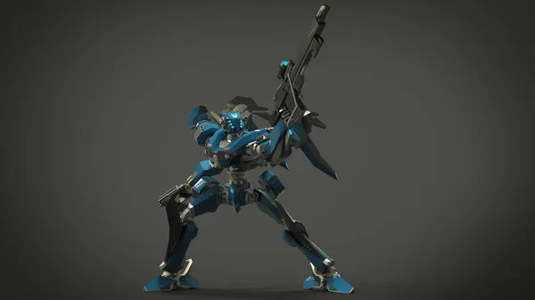 Sci Mecha Soldier Standing Military Futuristic Robot Mecha Controlled Pilot — 스톡 사진