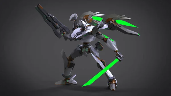 Sci Mecha Soldier Standing Military Futuristic Robot Mecha Controlled Pilot — 스톡 사진