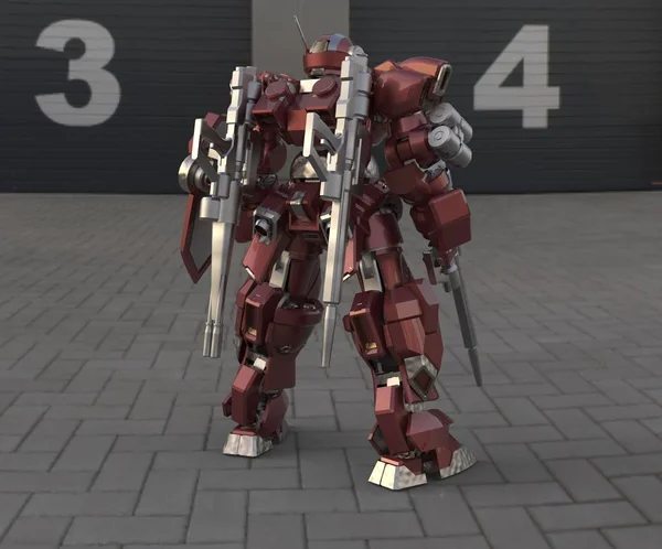 Sci Mecha Soldier Standing Military Futuristic Robot Mecha Controlled Pilot — 스톡 사진