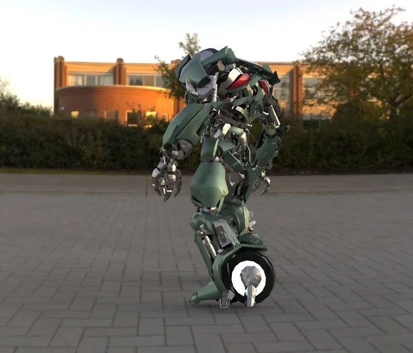 Sci Mecha Soldier Standing Military Futuristic Robot Mecha Controlled Pilot — 스톡 사진