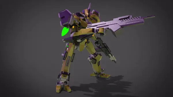 Sci Mecha Soldier Standing Military Futuristic Robot Mecha Controlled Pilot — 스톡 사진