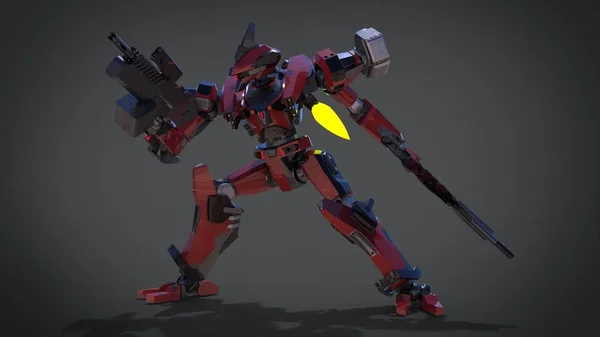 Sci Mecha Soldier Standing Military Futuristic Robot Mecha Controlled Pilot — 스톡 사진