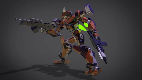 Sci Mecha Soldier Standing Military Futuristic Robot Mecha Controlled Pilot — 스톡 사진