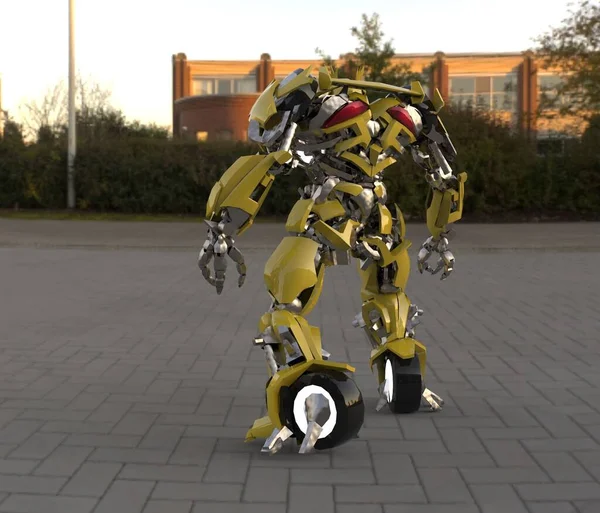 Sci Mecha Soldaat Staat Militaire Futuristische Robot Mecha Bestuurd Door — Stockfoto