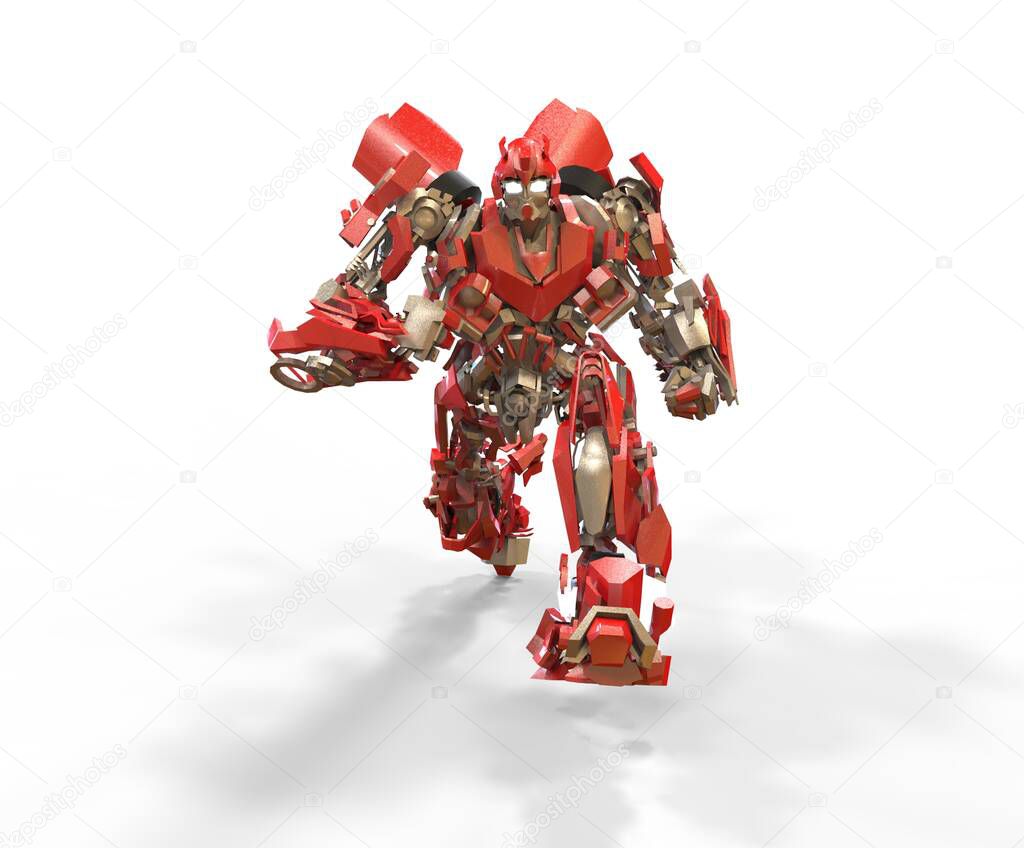 Sci-fi mecha soldier standing. Military futuristic robot. Mecha controlled by a pilot