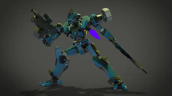 Sci Mecha Soldier Standing Military Futuristic Robot Mecha Controlled Pilot — 스톡 사진