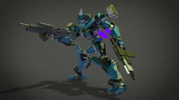 Sci Mecha Soldier Standing Military Futuristic Robot Mecha Controlled Pilot — 스톡 사진