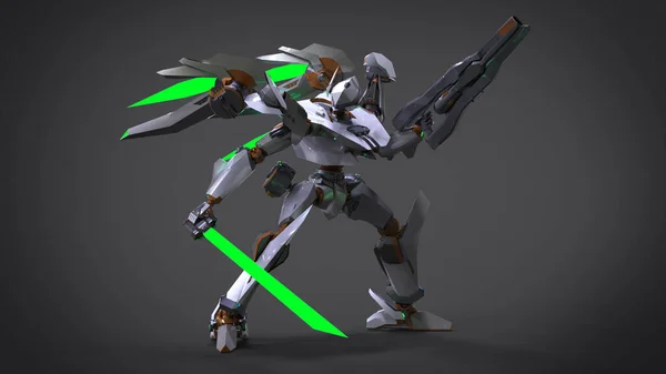 Bilim kurgu meka askeri ayakta duruyor. Askeri gelecekçi robot. Mekagodzilla bir pilot tarafından kontrol ediliyor.