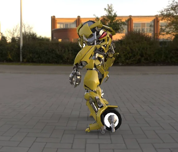 Soldato Fantascientifico Piedi Robot Militare Futuristico Mecha Controllato Pilota — Foto Stock