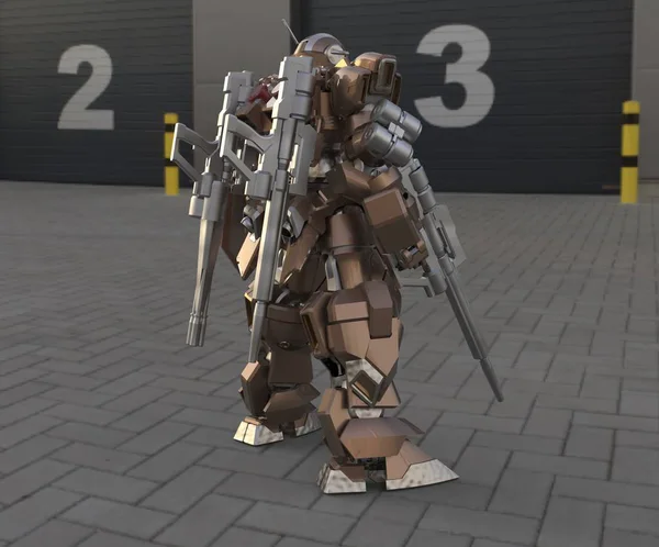 Sci Mecha Soldier Standing Military Futuristic Robot Mecha Controlled Pilot — 스톡 사진