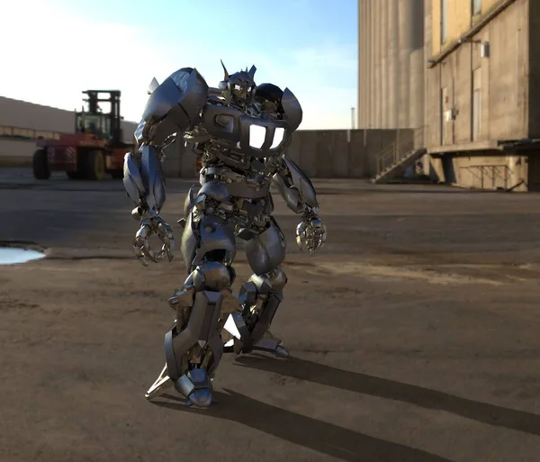 Sci Mecha Soldier Standing Military Futuristic Robot Mecha Controlled Pilot — 스톡 사진