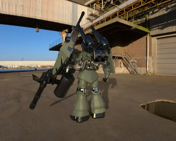 Sci Mecha Soldier Standing Military Futuristic Robot Mecha Controlled Pilot — 스톡 사진