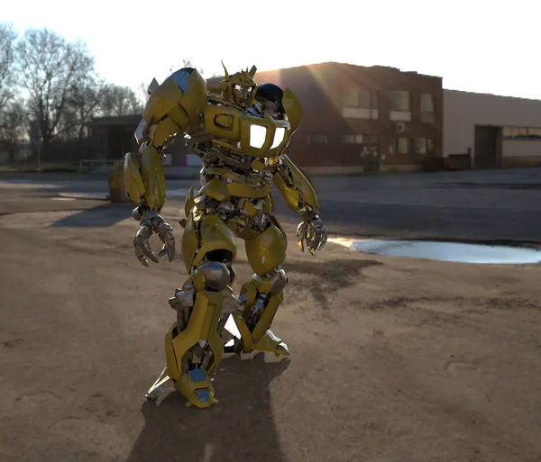Sci Mecha Soldat Picioare Robotul Futurist Militar Mecha Controlat Pilot — Fotografie, imagine de stoc