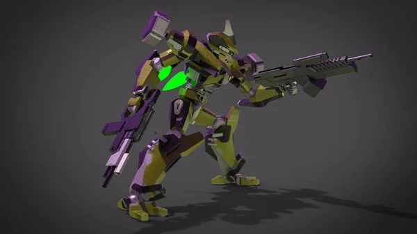 Sci Mecha Soldier Standing Military Futuristic Robot Mecha Controlled Pilot — 스톡 사진