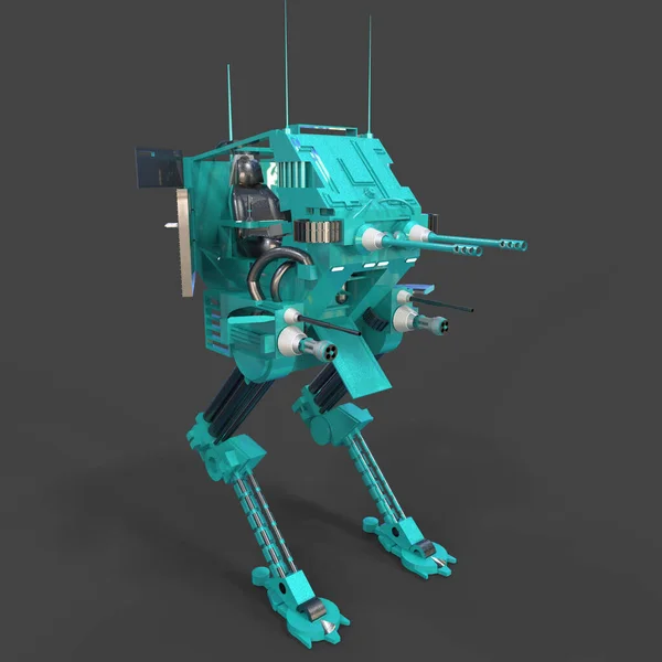 Sci Mecha Soldat Stående Militär Futuristisk Robot Mecha Styrd Pilot — Stockfoto