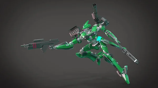 Sci Mecha Soldier Standing Military Futuristic Robot Mecha Controlled Pilot — 스톡 사진