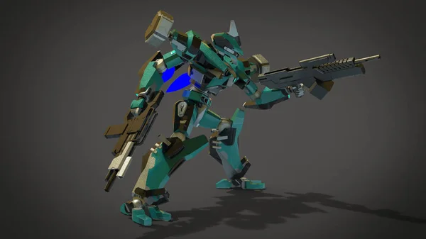 Sci Mecha Soldier Standing Military Futuristic Robot Mecha Controlled Pilot — 스톡 사진