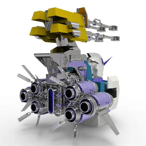 Sci Mecha Żołnierz Stoi Wojskowy Futurystyczny Robot Mecha Kontrolowany Przez — Zdjęcie stockowe
