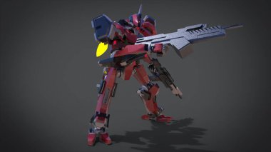 Bilim kurgu meka askeri ayakta duruyor. Askeri gelecekçi robot. Mekagodzilla bir pilot tarafından kontrol ediliyor.