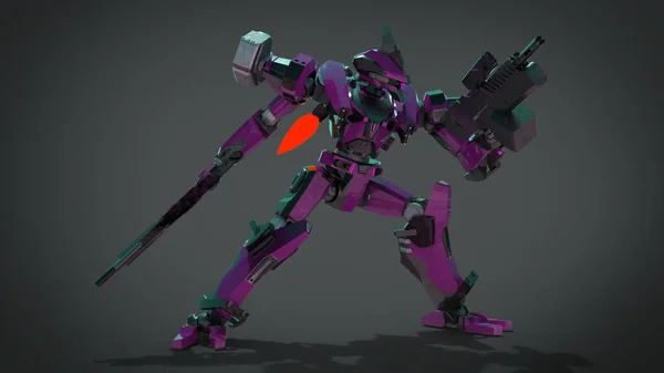 Sci Mecha Soldier Standing Military Futuristic Robot Mecha Controlled Pilot — 스톡 사진