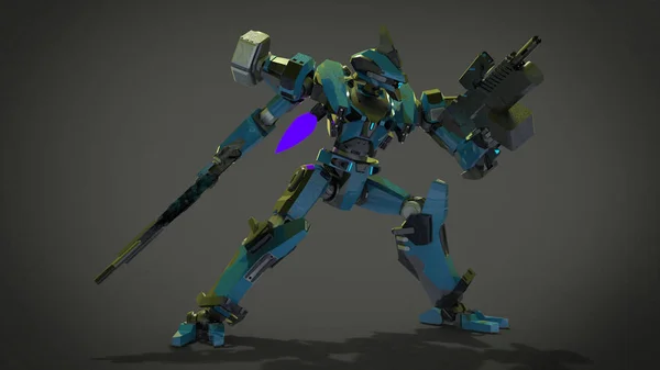 Sci Mecha Soldier Standing Military Futuristic Robot Mecha Controlled Pilot — 스톡 사진