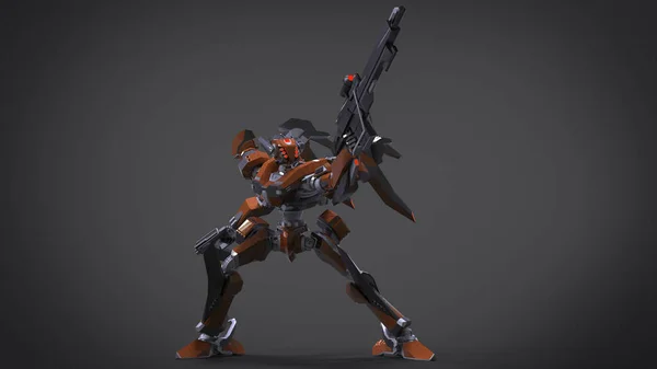 Sci Mecha Soldier Standing Military Futuristic Robot Mecha Controlled Pilot — 스톡 사진