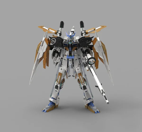 Sci Mecha Soldier Standing Military Futuristic Robot Mecha Controlled Pilot — 스톡 사진