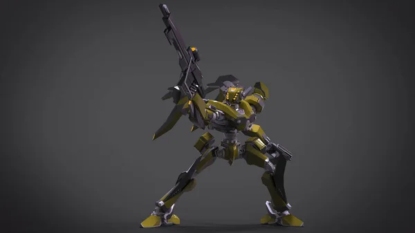 Sci Mecha Soldier Standing Military Futuristic Robot Mecha Controlled Pilot — 스톡 사진