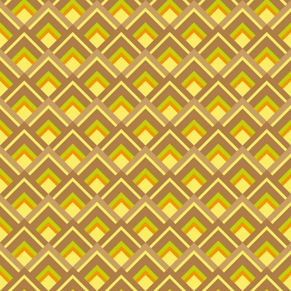 Веселый винтажный узор с желтыми коричнево-зелеными и оранжевыми алмазами — стоковый вектор