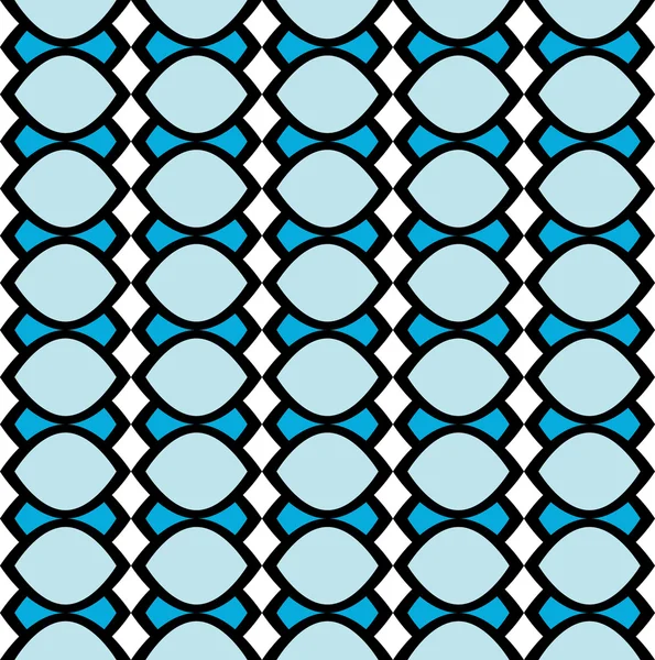 Fun pattern with blue shapes on white background — Stock Vector