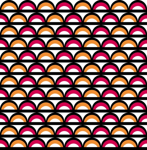 Padrão de diversão geométrica com laranja rosa e preto semicírculos — Vetor de Stock