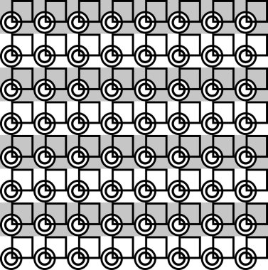 Gri beyaz ve siyah daire ve kare ile geometrik desen