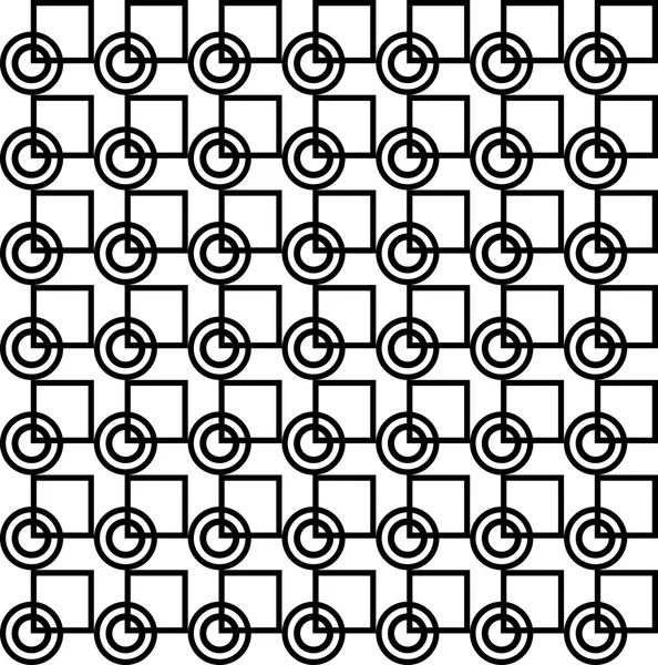 Γεωμετρικό μοτίβο με μαύρους κύκλους και τετράγωνα σε λευκό φόντο — Διανυσματικό Αρχείο