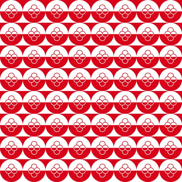 Fehér és vörös körkörös alakzatok szórakoztató mintával — Stock Vector
