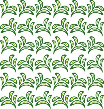 Çiçek desenli beyaz zemin üzerine yeşil yaprakları ile