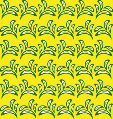 Çiçek desenli Sarı zemin üzerine yeşil yaprakları ile