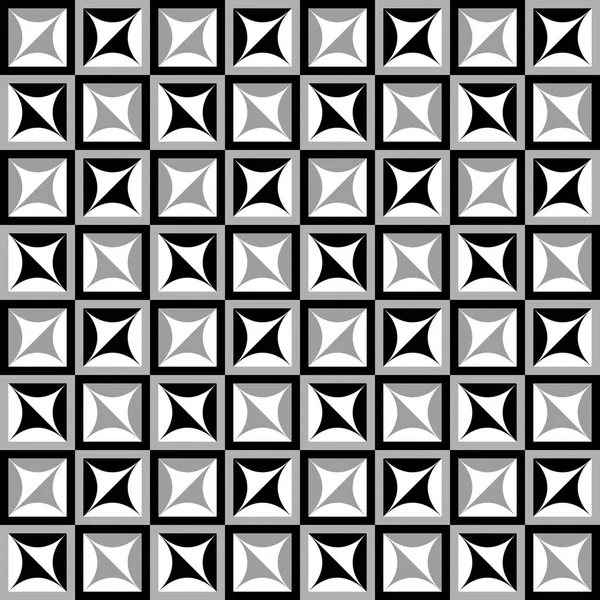 Padrão geométrico divertido com quadrados brancos cinza e preto — Vetor de Stock