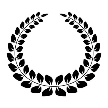 Beyaz arka plan vektör üzerinde büyük siluet defne çelengi