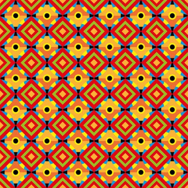Renkli geometrik şekiller ile eğlenceli desen