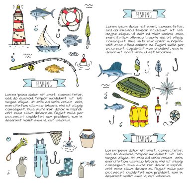 Balıkçılık Icons set