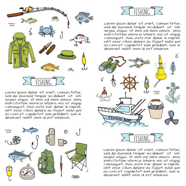 Набор значков для рыбалки
