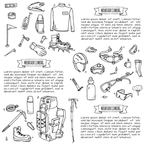 Bergsklättring set — Stock vektor