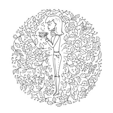 Elle çizilmiş doodle kız