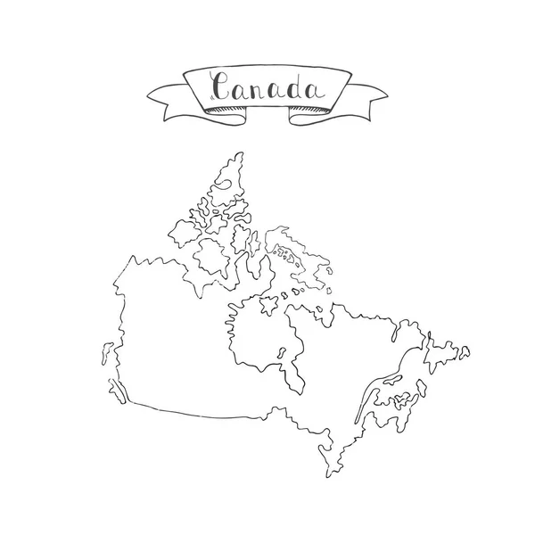 Doodle Desenhado Mão Canadá Ícone Mapa País Ilustração Vetorial Isolada — Vetor de Stock