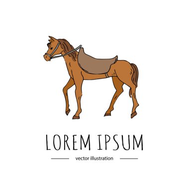 Hand drawn doodle Horse icon Vector illustration isolated symbol on white background Cartoon equestrian element, equine, nag, hoss, hack, knight, saddle, monted, mount, ride, pony vector