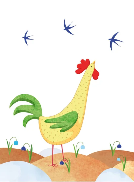 Kuşlar izlerken bahar horoz