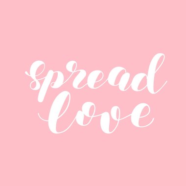 Aşk yayıldı. Fırça illüstrasyon yazı.