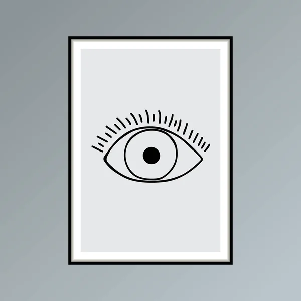 Cartoon open eye poster in shades of gray for interior decor. — Stock Photo, Image